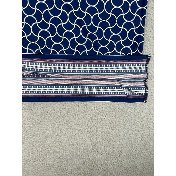 La Vanya Womens Blouse Metal Cut Out Collar 3/4 Sleeves Blue/White Petite PM - Picture 7 of 9